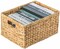 Natural Woven Water Hyacinth Wicker Rectangular Storage Bin Basket with Handles